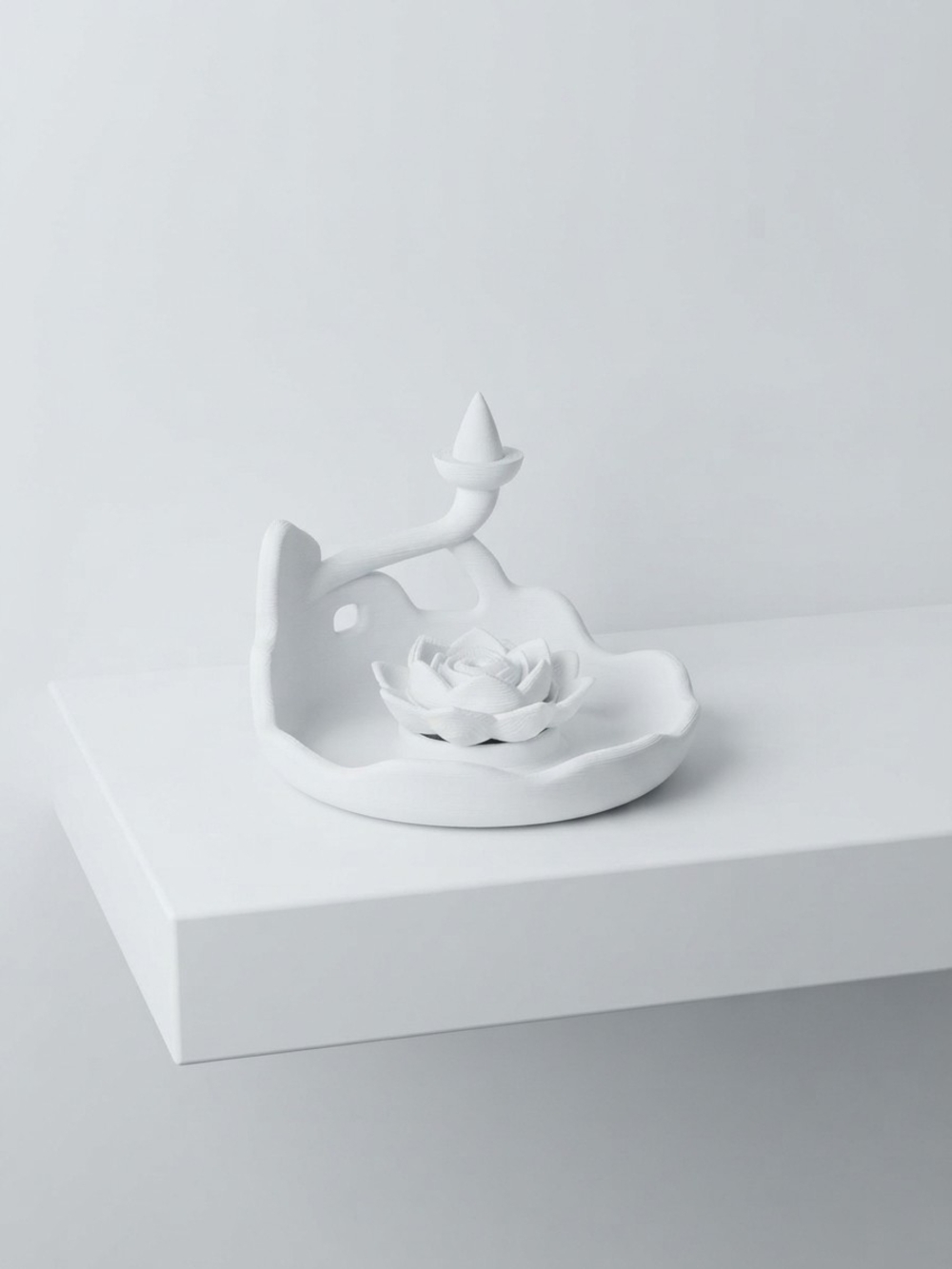 NEW White Lotus Incense Holder (3D Printed) (0340)